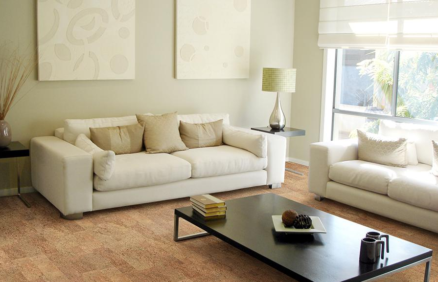 Пробковый пол клеевой Corkstyle Natural Cork Fantasie 915×305×6 фото в интерьере